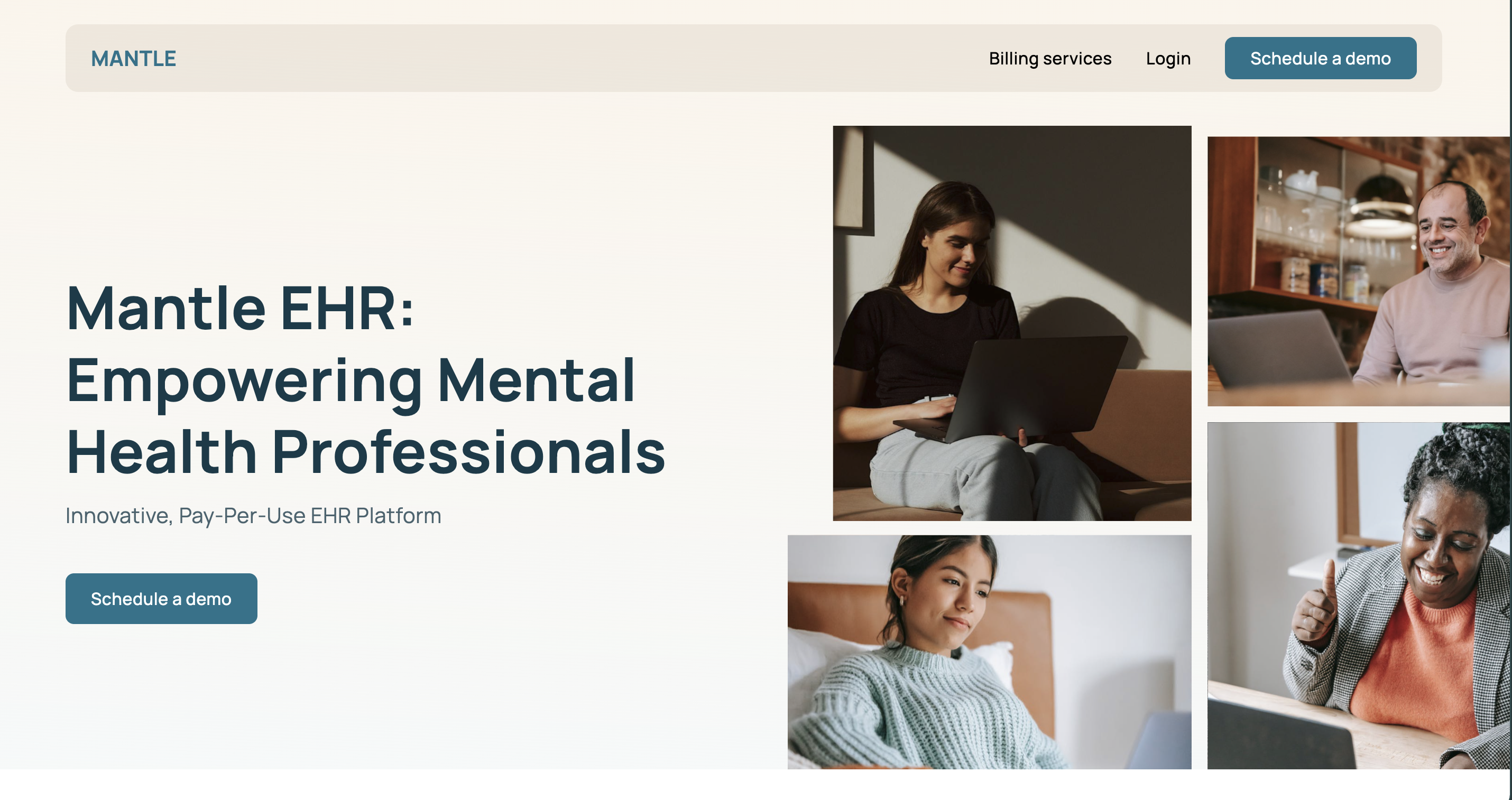 Mantle EHR website screenshot